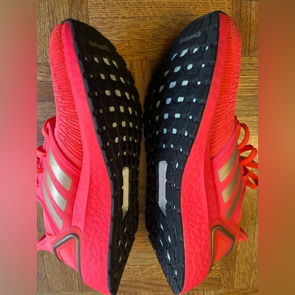 Pre-owned Womens Adidas Ultraboost 2020 Signal Pink Gold Lace Up Size 6.5 - Picture 3 of 7